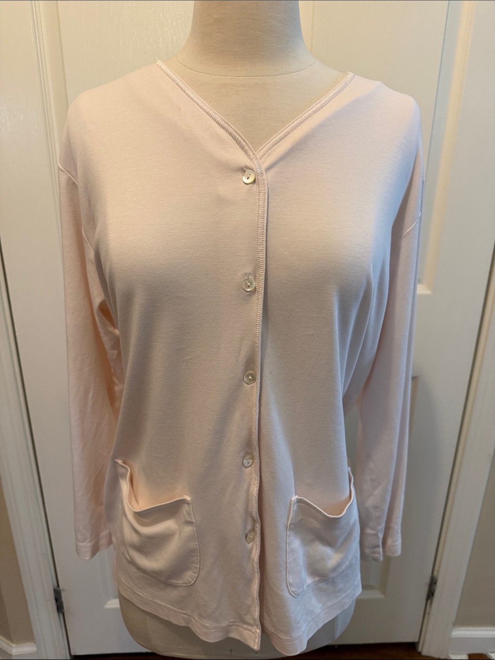 p. jamas 2pc Light Pink Button-Front with pockets night shirt and pants size M